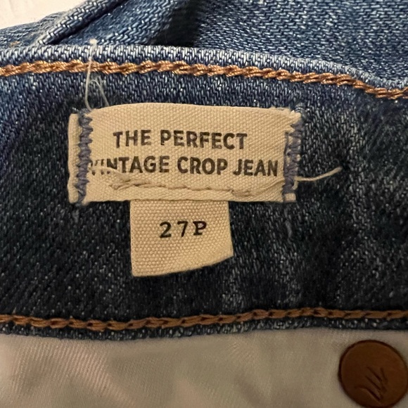 SOLD Madewell The Perfect Vintage Crop Jean with Knee Rips - Size 27P - Picture 5 of 13